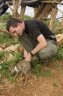 <p>Balázs Buzás with juv. Dik-dik (<em>Madoqua guentheri</em>), Gabo village (945 m), 2 km NE of Turmi, South Omo Valley, ETHIOPIA. Photo: Zoltán Serfőző</p>